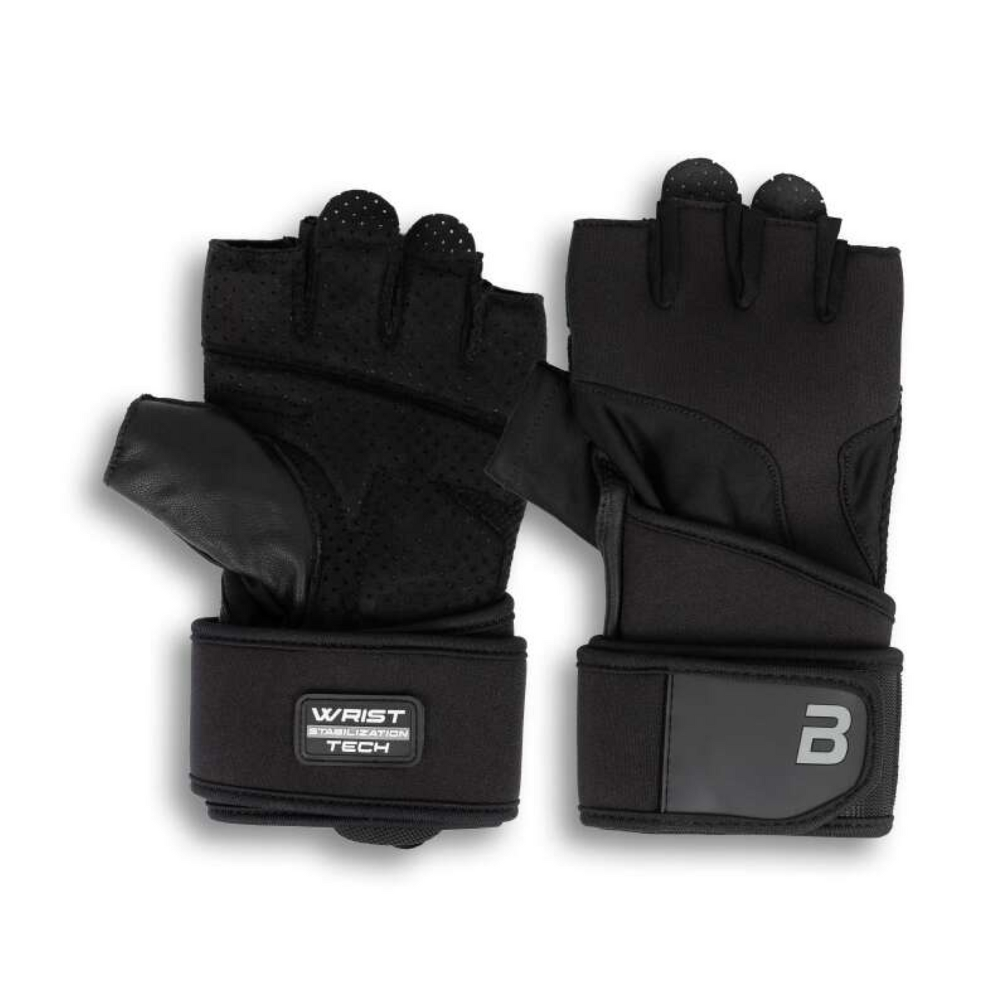 Manusi din Piele cu Suport pentru Incheieturi, BioTechUSA, Fitness Gloves Kyle, Black