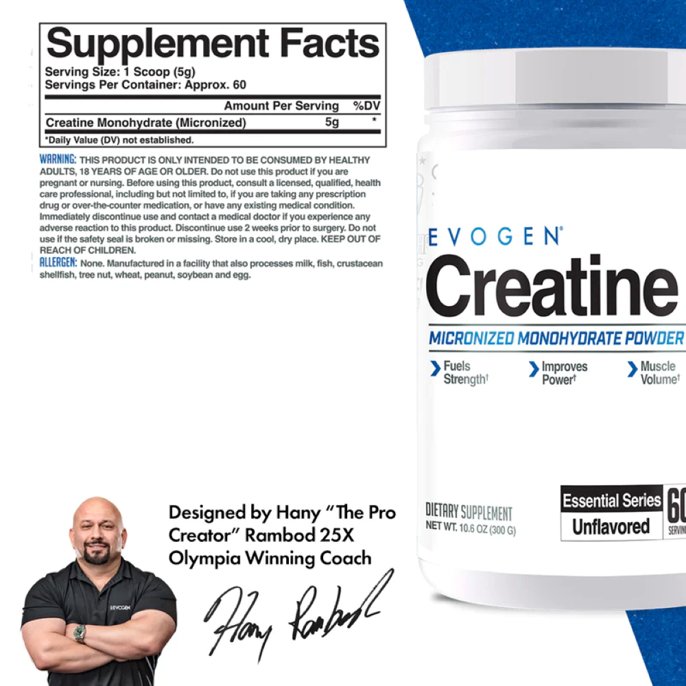 Creatina Monohidrata Micronizata, Evogen, Creatine Monohydrate, 300g