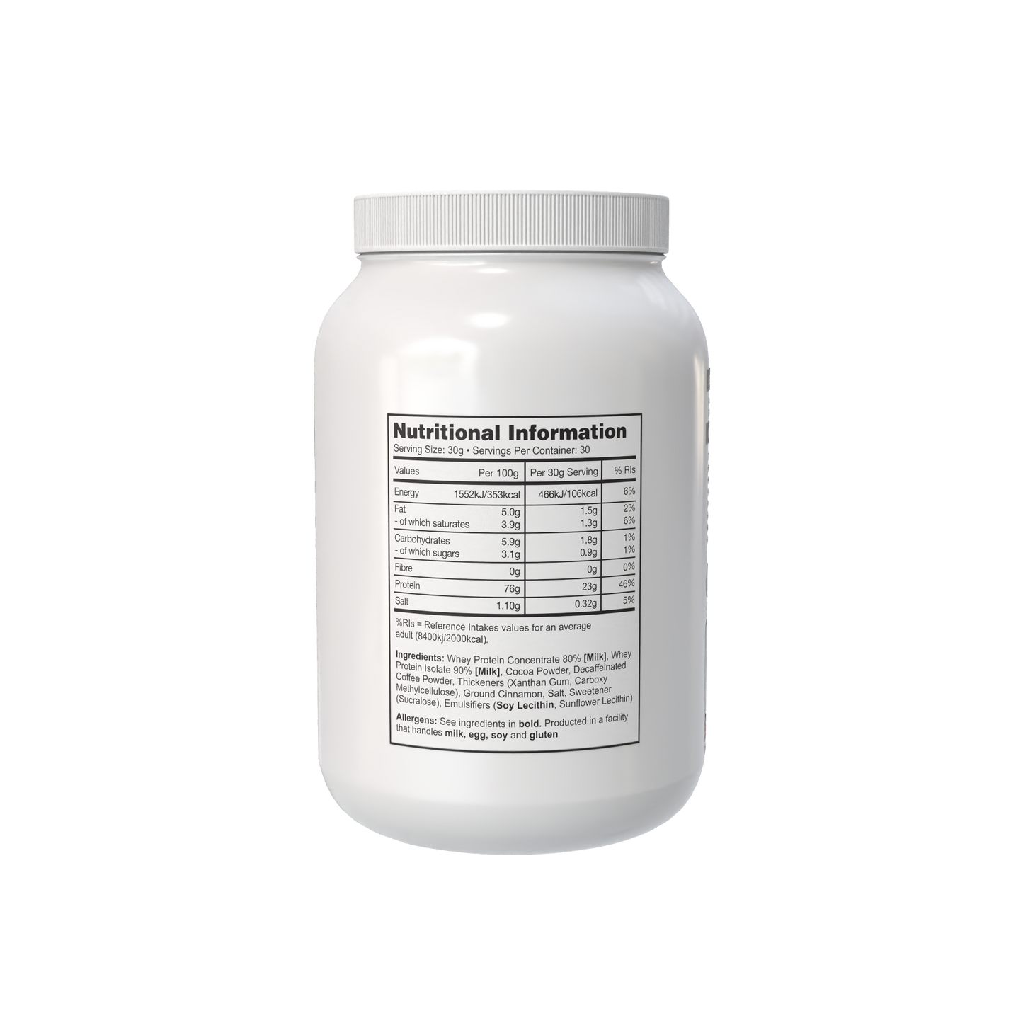 Informatii nutritionale ISO Grade Coffee Mocha 23g proteina 30 portii