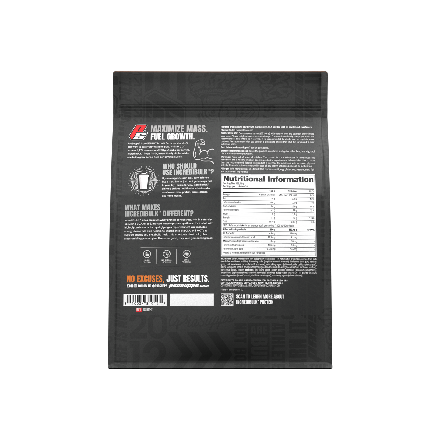Proteina Masa Musculara, ProSupps, IncrediBULK, Mass Gainer, 5540g