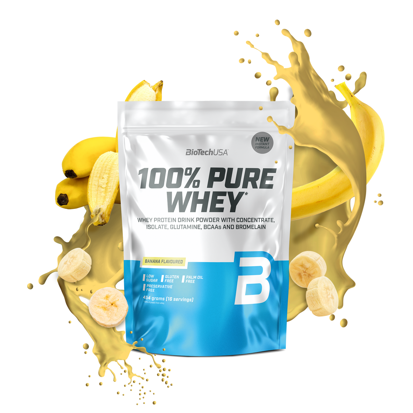 Proteina din Zer, BioTechUSA, 100% Pure Whey, 454g