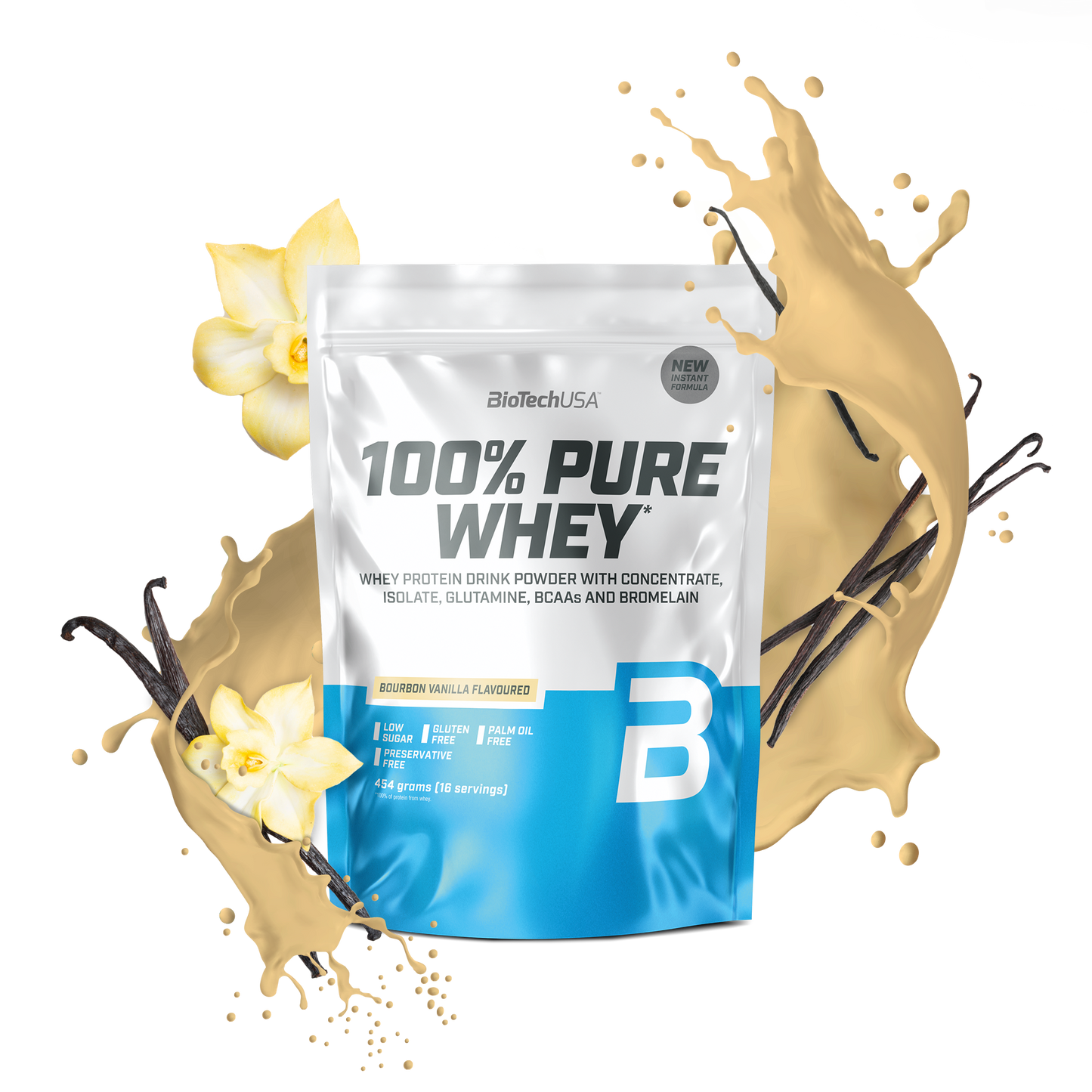 Proteina din Zer, BioTechUSA, 100% Pure Whey, 454g