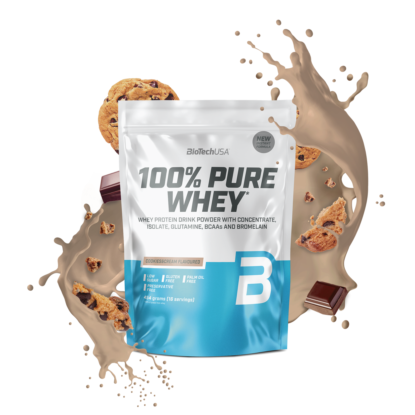 Proteina din Zer, BioTechUSA, 100% Pure Whey, 454g