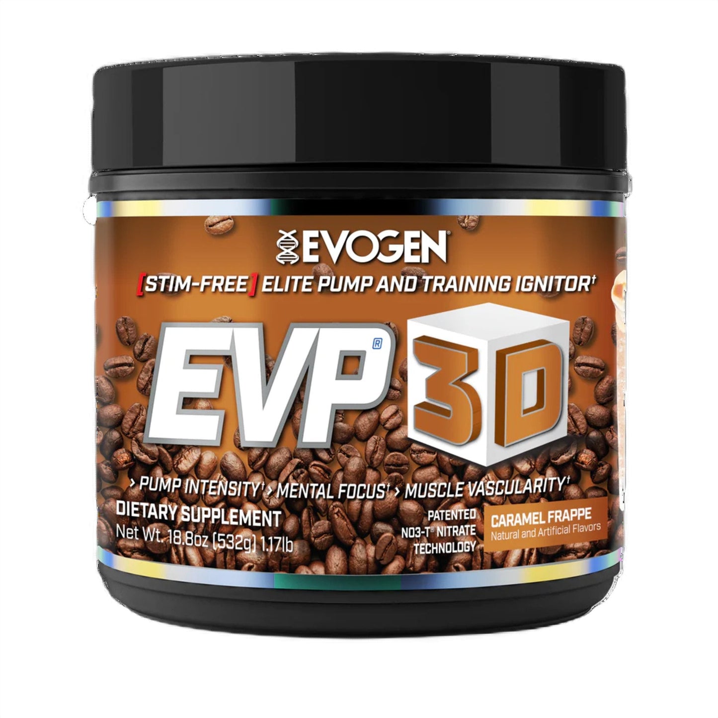 Pre-Workout fara cafeina, Evogen EVP 3D, Caramel Frappe, 532g
