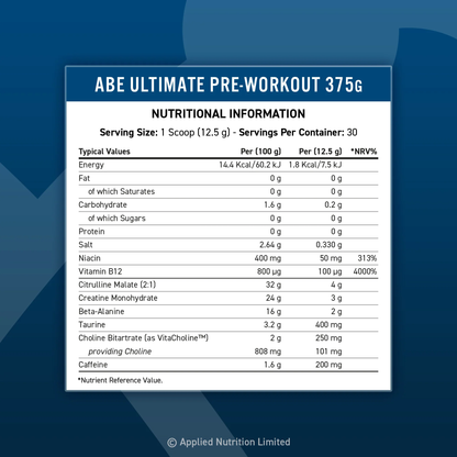 Pre-Workout, Applied Nutrition, ABE, Ultimate Pre-Workout, 375g