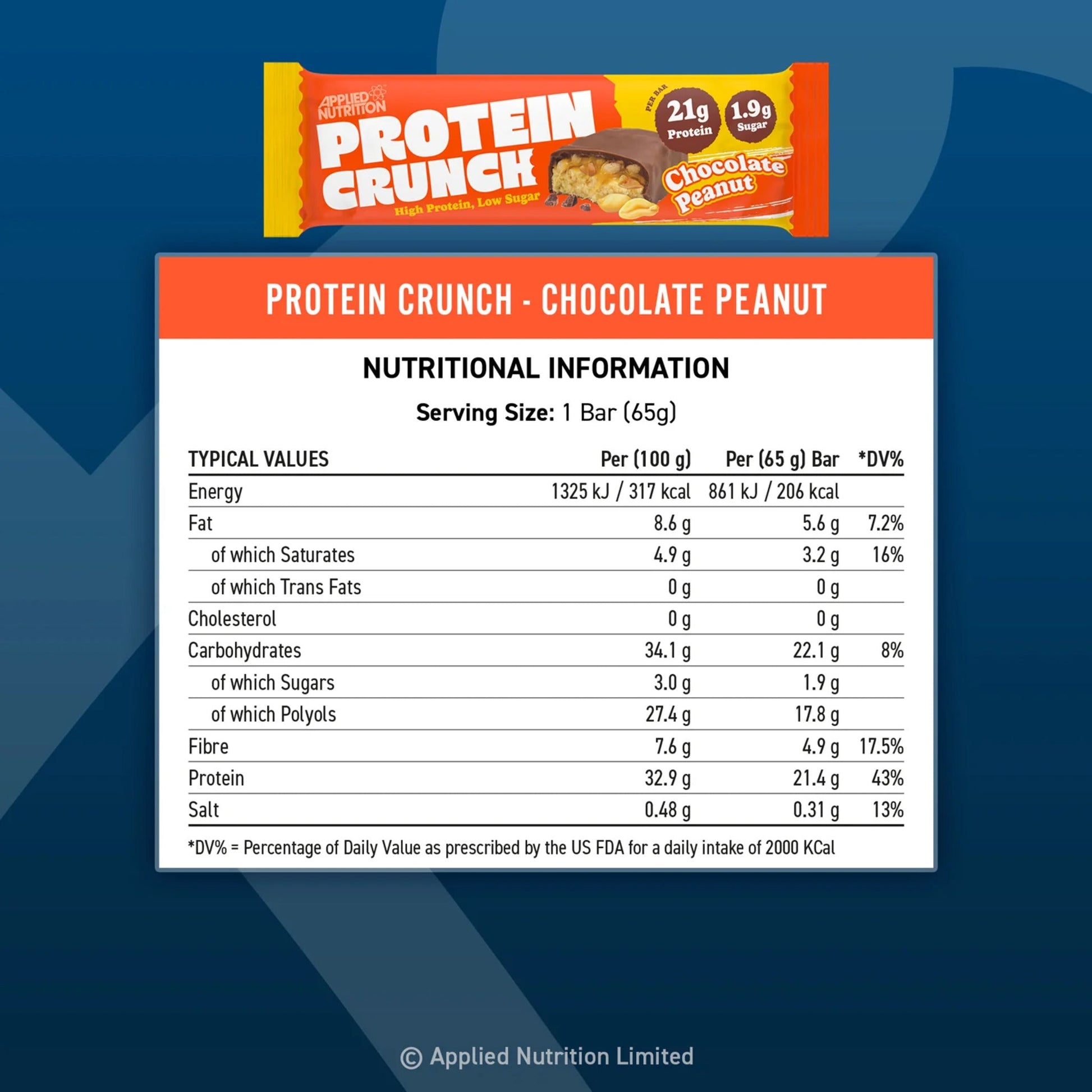 Batoane Proteice, Applied Nutrition, Protein Crunch, 62g