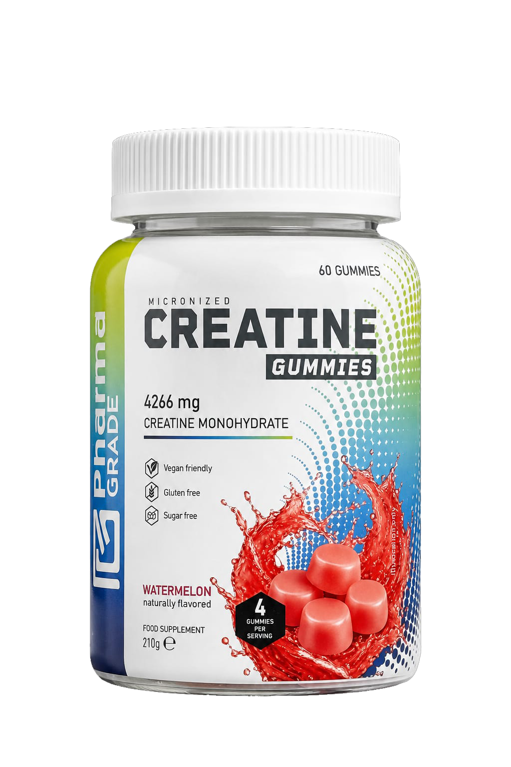 Creatină Gummies, Pharma Grade®, Creatine Gummies, Watermelon, 60 Jeleuri