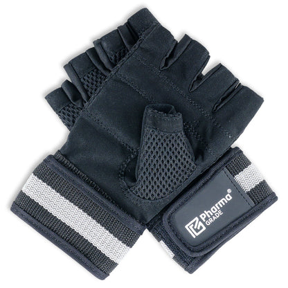 Manusi Fitness, Pharma Grade, Fitness Gloves Simple, Black / White