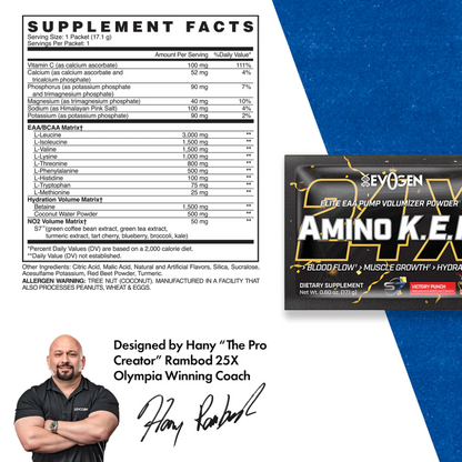 Aminoacizi Pudra, Evogen, Amino K.E.M. Elite EAA Pump Volumizer, 17.1g, 1 Serving