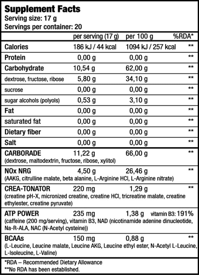 Pre-Workout Pudra, BioTechUSA, Nitrox Therapy, 680g