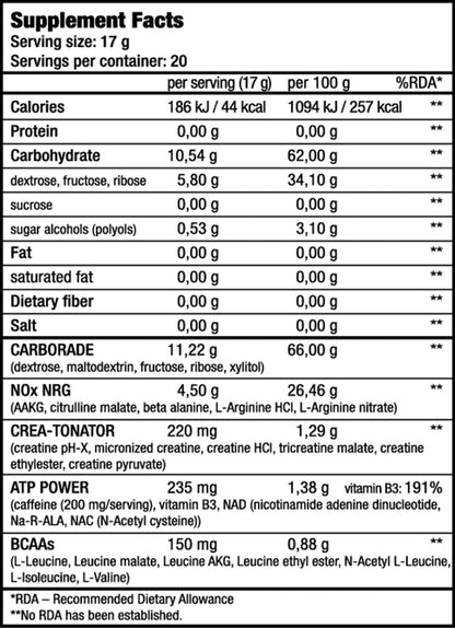 Pre-Workout Pudra, BioTechUSA, Nitrox Therapy, 680g