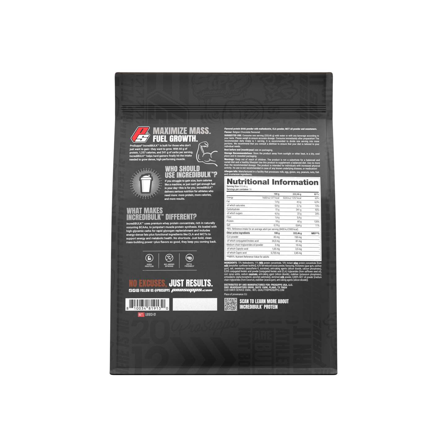 Proteina Masa Musculara, ProSupps, IncrediBULK, Mass Gainer, 5540g