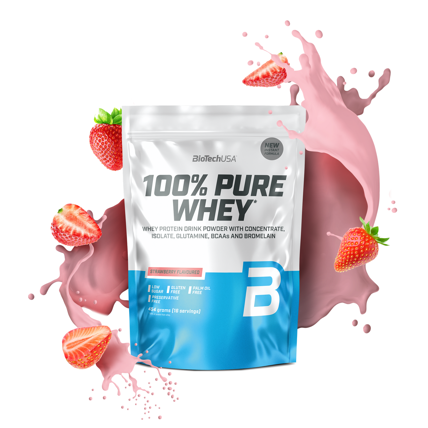 Proteina din Zer, BioTechUSA, 100% Pure Whey, 454g