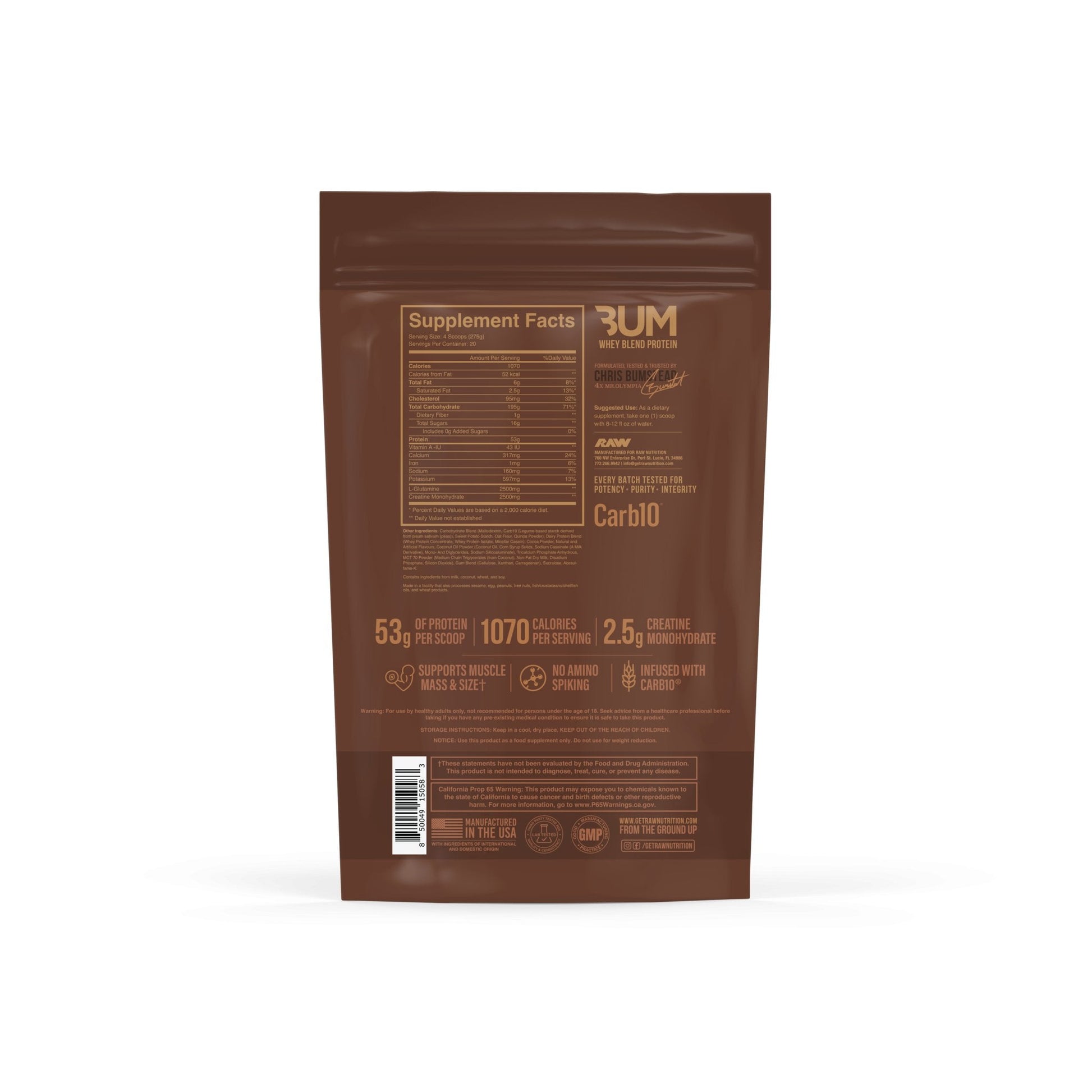 Proteina Masa Musculara, RAW Nutrition, CBUM Series, Mass Gainer, 5443g