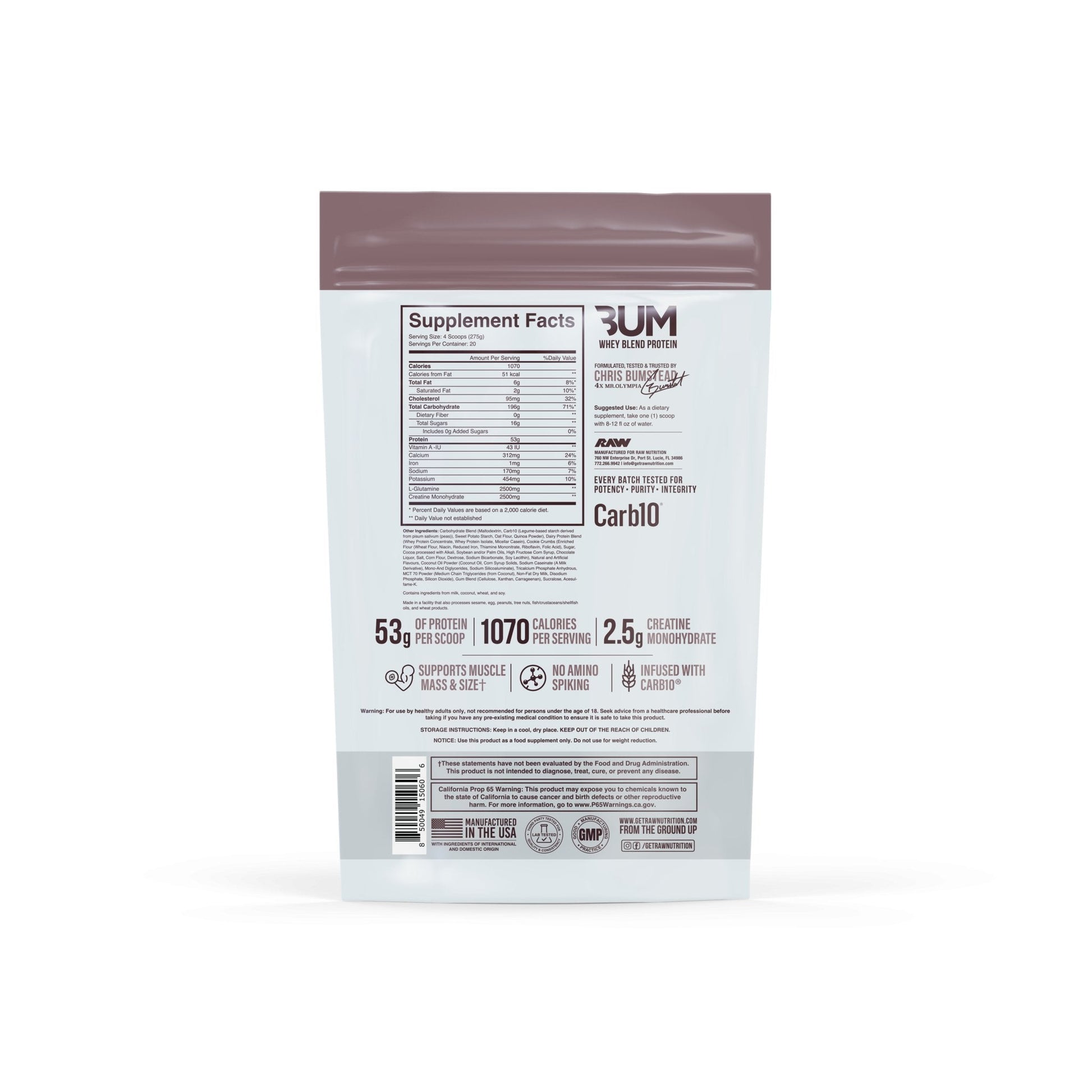 Proteina Masa Musculara, RAW Nutrition, CBUM Series, Mass Gainer, 5443g